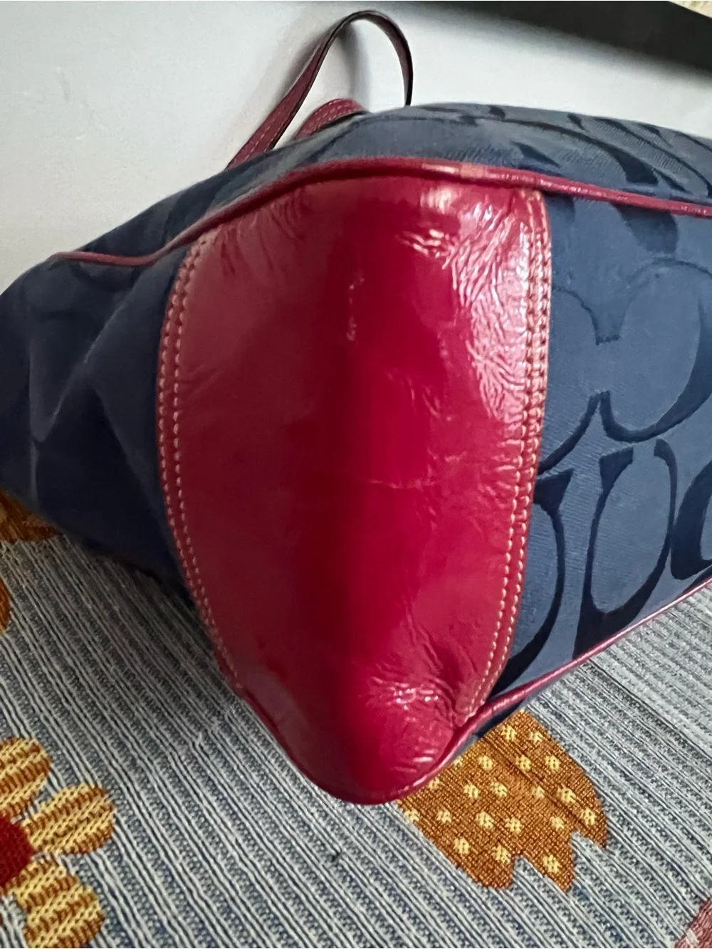 Coach 2010 Pink and Navy Signature Laura Tote Bag - Picture 10 of 13